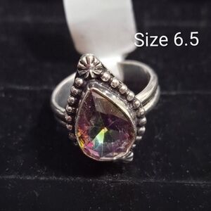 NWOT Rainbow Mystic Topaz Crystal Handmade Ring Size 6.5